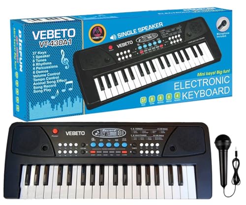 VEBETO Kids Piano Keyboard with Mic (1 Year Warranty) 37 Keys 8 Rhythms 8 Tones 6 Demos…