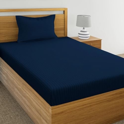IVAZA 220 Cotton Feel Glace Cotton 1 Single Bedsheet with 1 Pillow Cover (90X60 Inch) N…
