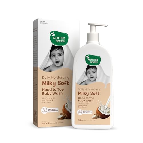 Mother Sparsh Milky Soft Head to Toe Baby Wash & Baby Shampoo-400ml with Milk Protein &…