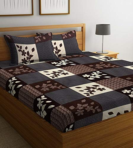 STARNSTYLE Polycotton 220 TC Floral Printed King Size Double Bedsheet with 2 Pillow Cov…