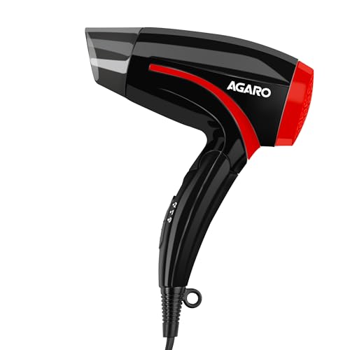 AGARO Hair Dryer with 1000 Watts Copper Motor, 2 Speed & Temperature Settings,Foldable…