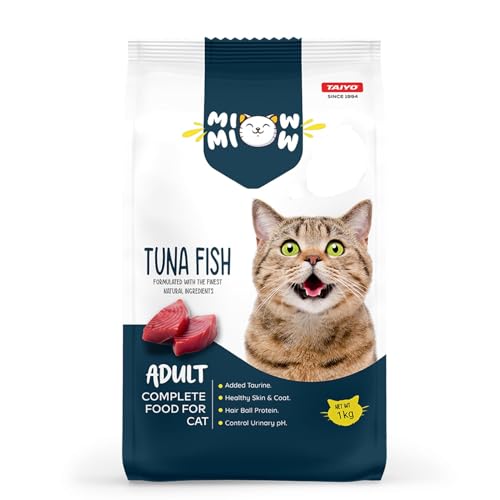 Taiyo Miow Miow Adult Cat Food, Tuna Fish Flavour, 1kg | Complete & Balanced Dry Diet w…