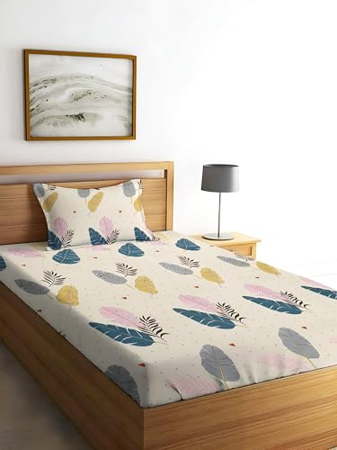 Home Stylish 280 TC Floral Print Ezyption Cotton 1 Single Bedsheet with 1 Pillow Cover…
