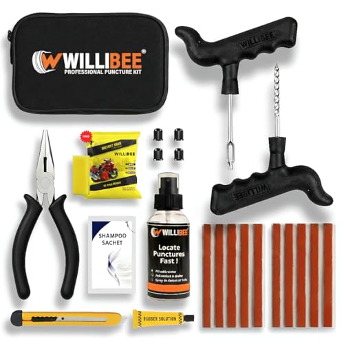 WILLIBEE 11-in-1 (Pack of 10 Strips) Tubeless Tyre Puncture Repair Kit for Car & Bike |…