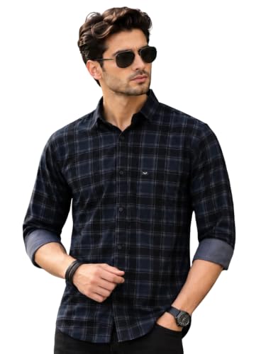 Majestic Man Small Checkered Slim Fit Cotton Casual Shirt (X-Large, Charcoal Grey, Men)