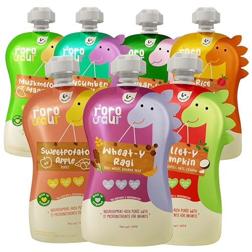 Rorosaur Ready-to-Eat Grain based Porridge Baby Food Puree Trial Pack 6+ Months 7 x 100…