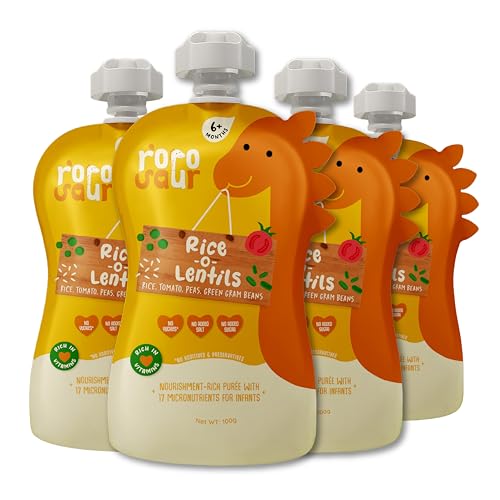 Rorosaur Ready to Eat Dal Khichdi Baby Food Puree Pouch 6+ Months Baby 100g each, Pk of…