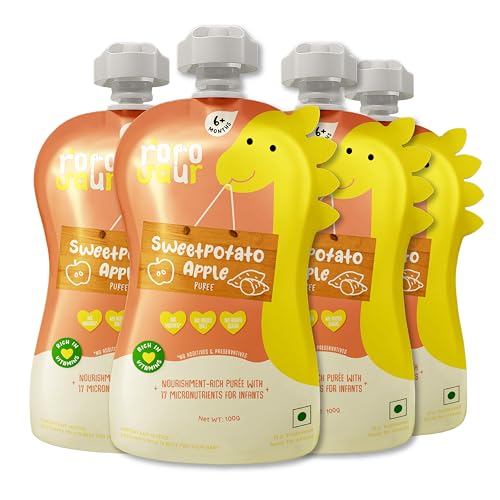 Rorosaur Ready to Eat Fruit & Veggie Baby Food Puree Pouch for 6+ Months 100g each, Pk…