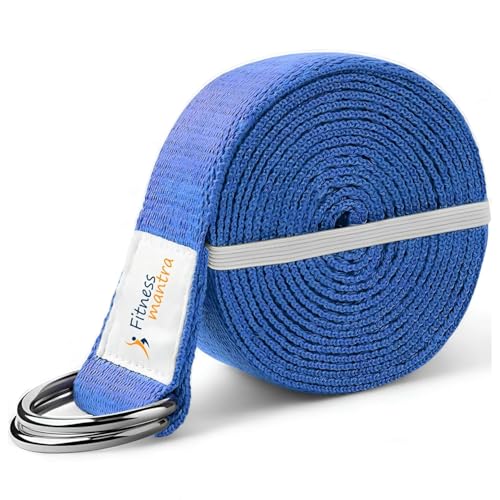 Fitness Mantra® 8.5 Feet Premium Cotton Yoga Belt for Women and Men |Adjustable D-Ring…
