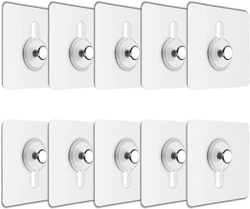 JIALTO Plastic 10 Pcs Self Adhesive Wall Hooks - Heavy Duty Transparent Hook for Photo…