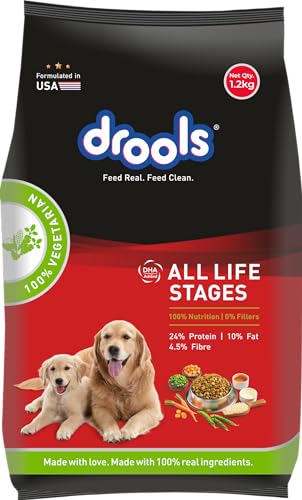 Drools Adult & Puppy Dry Dog Food 1.2 kg Pack | 100% Vegetable Flavour | All Lifestages…