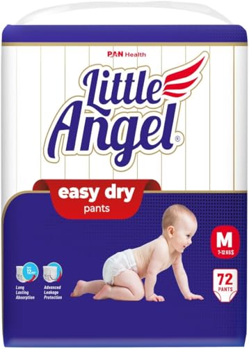 Little Angel Baby Easy Dry Diaper Pants With 12 Hrs Absorption Medium (M) Size 72 Count…