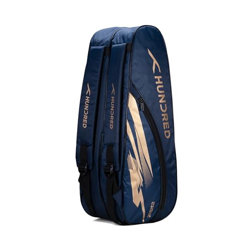 Hundred Cosmogear Badminton Kit-Bag (Navy)|Double Zipper|Bag with Front Zipper Pocket P…