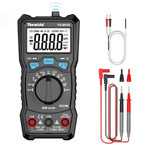 Themisto TH-M100 AC/DC Current, True RMS Digital Multimeter | 6000 Counts |10A | Black