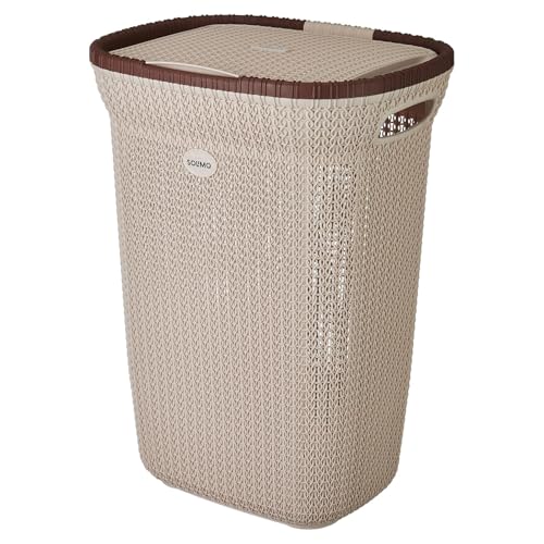 Amazon Brand - Solimo Plastic Knit Laundry Basket - Big - 55 Litres - 44 Cm X 35 Cm X 6…