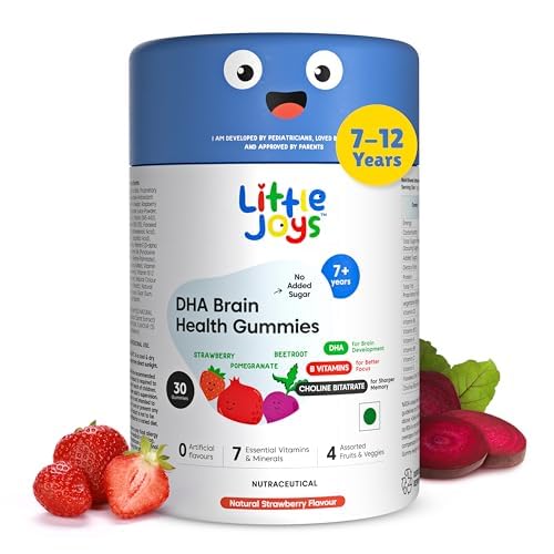 Little Joys DHA Health Gummies For Kids | 7-12 years | 30 Day Pack | Improved Concentra…