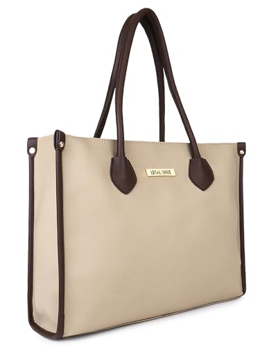 LEGAL BRIBE Womens Textured Shoulder Tote Bag (Beige)