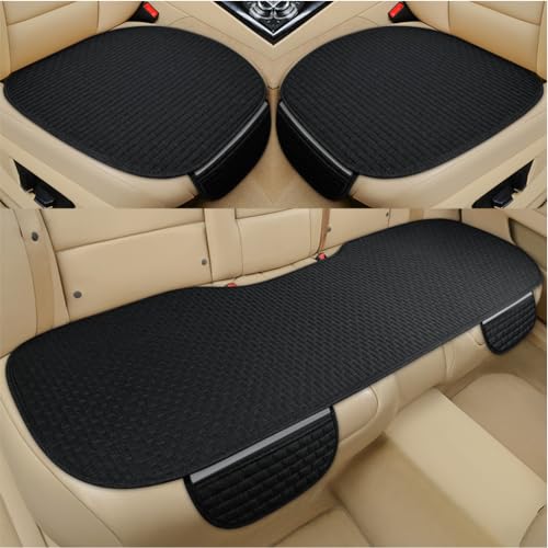 STHIRA Silicone 3Pcs Car Seat Covers Summer Breathable Front Seat Cushion Mat Flax Car…