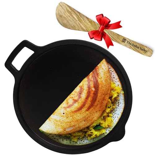 The Indus Valley Super Smooth Cast Iron Tawa with Free Wooden Spatula for Dosa/Chapathi…