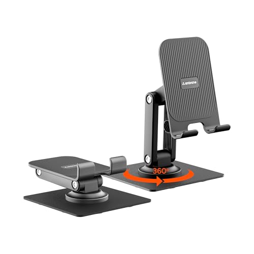 Ambrane 360° Rotation, Foldable Design Mobile Stand with Stable Metalic Round Base, Mul…