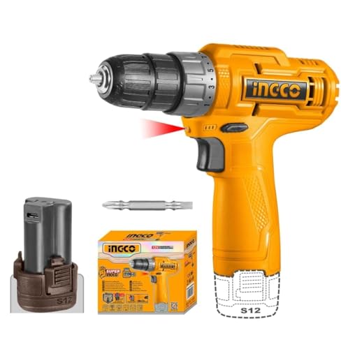 INGCO 12V Cordless Drill, Cordless Drilling Machine With 1.5 Battery And Drill Bit, 20N…