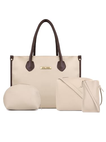 LEGAL BRIBE Women's Textured Western Tote Bag Combo Of 4 (Beige)