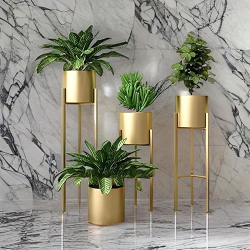 NMT Metal Flower Plant Pots for Living Room, Bedroom | Tall Indoor Planters Pots Self W…