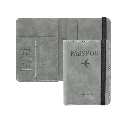 Stealodeal RFID Protector Grey Passport Holder Travel Wallet Organiser, Passport Case w…