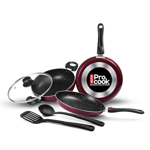 Milton Pro Cook Kitchen Pride Non-Stick Cookware Set of 5 | Includes Nonstick Tawa, Fry…
