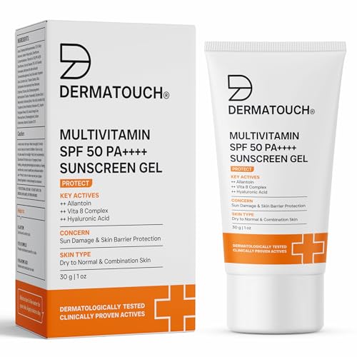 DERMATOUCH Multivitamin SPF 50 PA++++ Sunscreen Gel | Broad Spectrum UVA-UVB Protection…