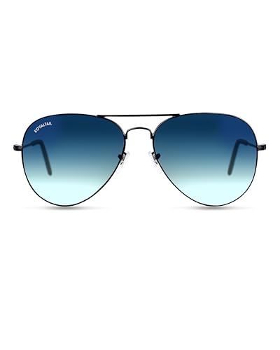 Royaltail Aviator Sunglasses Pilot Shape Black Frame & Blue Gradient Glass, Unisex Squa…