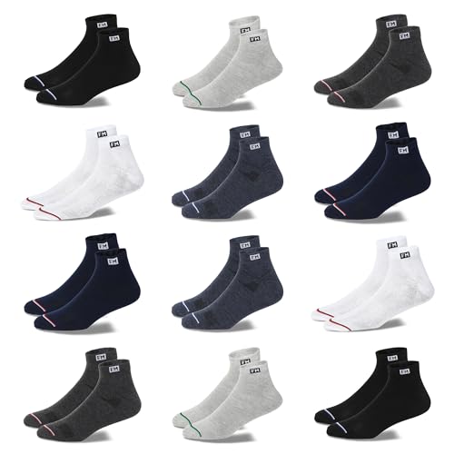Fitness Mantra® 12 Pairs Sports Ankle Cotton Socks | Free Size| Breathable| Daily Use|…