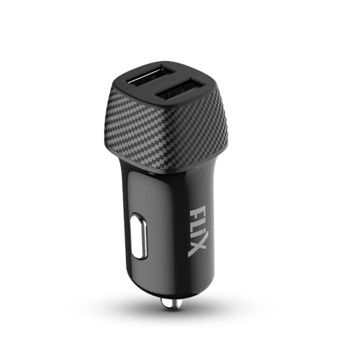 FLiX (Beetel) 2.4A Fast Charging Car Charger, Dual USB Type A connectors, Compatible wi…