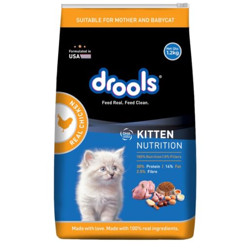 Drools Kitten (1-12 Months) Dry Cat Food 1.2kg Pack | Real Chicken Flavour | Supports S…