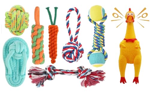 Agirav Dog Toy Set - Tail, Chew, and Rope Toys for Small to Medium Dogs - Tug Toy Pack…