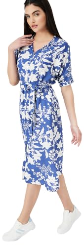 Max Women Printed Shirt Midi Dress (Mddrs41027Blue)_L