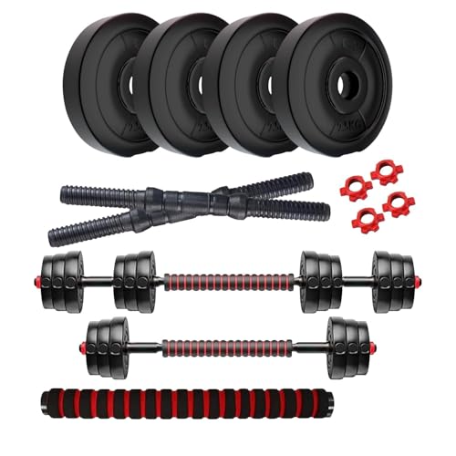 Amazon Brand - Symactive PVC 10 Kg 3-in-1 Convertible Dumbbells Fitness Kit for Full Bo…