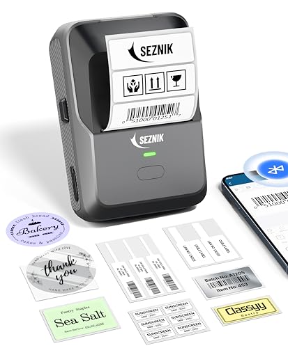 SEZNIK Josh Bluetooth Thermal Label Printer | Inkless Mini Rechargeable | MRP, Barcode,…