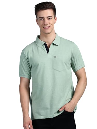 Lux Cozi Men's Half Sleeve Soild Casual T-Shirt with Chest Pocket_COZI_2122_MTGRN_XL_1P…