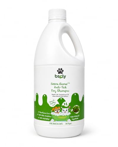 Bscly Neem Dog Shampoo 1000ml | Anti Tick & Flea Shampoo for Dogs | Neem, Aloe & Coconu…