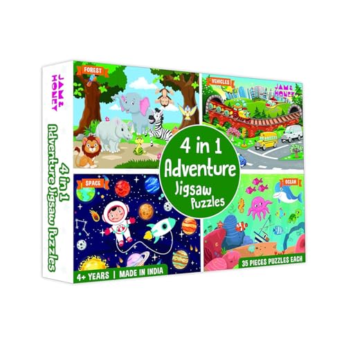 Amazon Brand - Jam & Honey 4 in 1 Adventure - Puzzles for Kids | 35-Piece Puzzles | Edu…