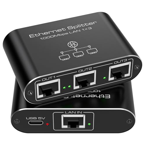 PVBCTCSID Ethernet Splitter 1 to 3 1000Mbps High Speed Internet Splitter LAN Splitter E…