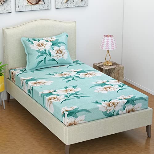 VAS COLLECTIONS Pack of 1 Single Bedsheet with 1 Pillow Covers | 160 TC Soft Brushed Gl…