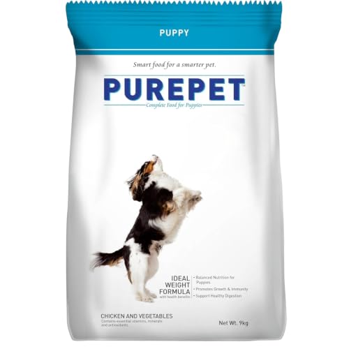 Purepet Puppy Dry Dog Food 9kg | Chicken & Vegetable Flavour | Promotes Health & Vitali…