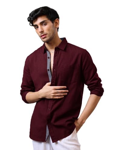 Pinkmint Casual Shirt for Men Stylish Men's Shirt Soild Regular Fit Long Sleeve Formal…