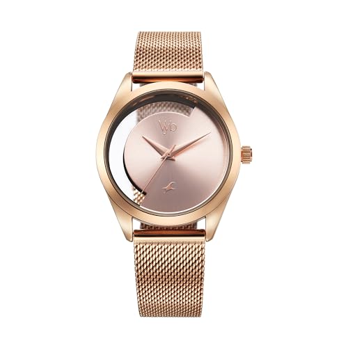 Fastrack Vyb Runway Quartz Analog Pink Dial Rose Gold Metal Strap Watch for Girls - FV6…