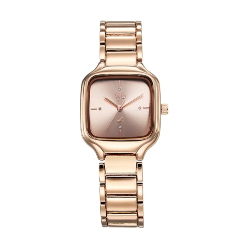 Fastrack Vyb Minimalist Quartz Analog Rose Gold Dial Metal Strap Watch for Girls - FV60…