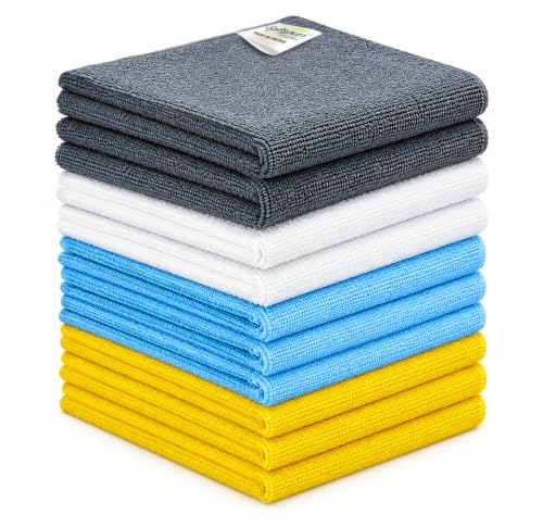 SOFTSPUN Microfiber Cleaning Cloths, 10pcs 40x40cms 220 GSM Multi-Colour! Highly Absorb…