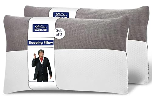 GADDA CO Hollow Sleeping Fiber Pillow with Zip | Set of 2| Height Adjustable Sleeping B…