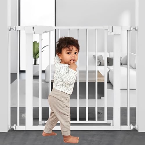 KidDough Baby Safety Gate - (82-89cms Adjustable Width Coverage), Auto Close with Doubl…